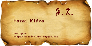 Hazai Klára névjegykártya